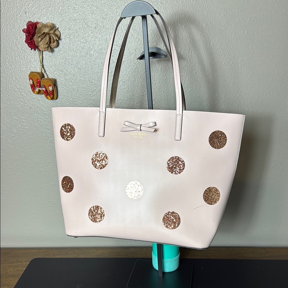 Kate Spade Pink Tote with Glitter Polka Dot Design